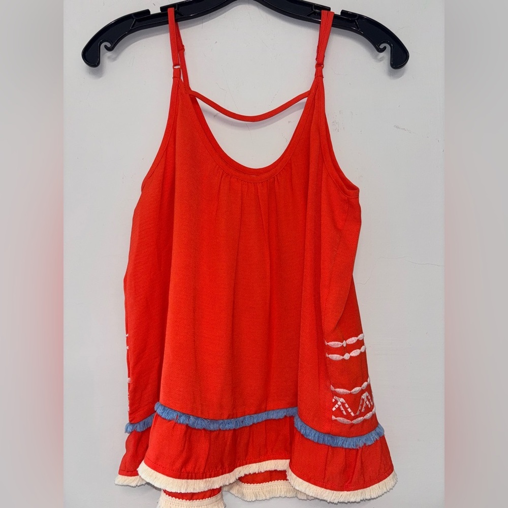 THML Boho Embroidered Sleeveless Red Top Size Small - Picture 5 of 5